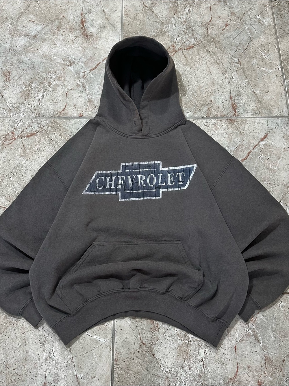 Gildan Charcoal Crewneck Hoodie with Chevy Logo